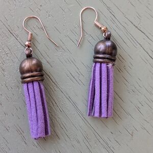 Hand Crafted Purple Tassel Earrings
